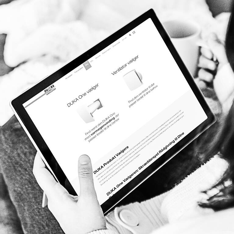 On one screen you can see the DUKA One selectors on the DUKA Ventilation website